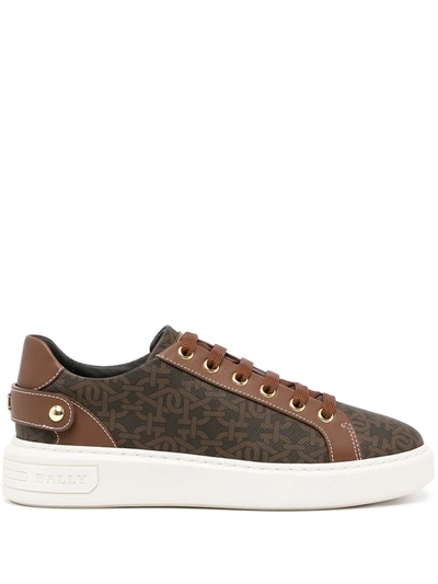 Bally Malya Monogram Low-top Sneakers In Braun