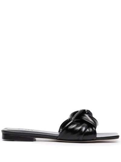 By Far 10mm Lima Gloss Leather Slide Sandals In Black