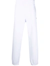 Msgm Logo-print Tapered Cotton Joggers In Weiss