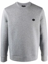 Emporio Armani Logo-patch Crew Neck Sweatshirt In Grau