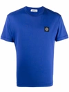 Stone Island Logo-patch Crewneck Cotton-jersey T-shirt In Blu