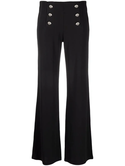 Lauren Ralph Lauren Embossed-buttons Wide-leg Trousers In Schwarz