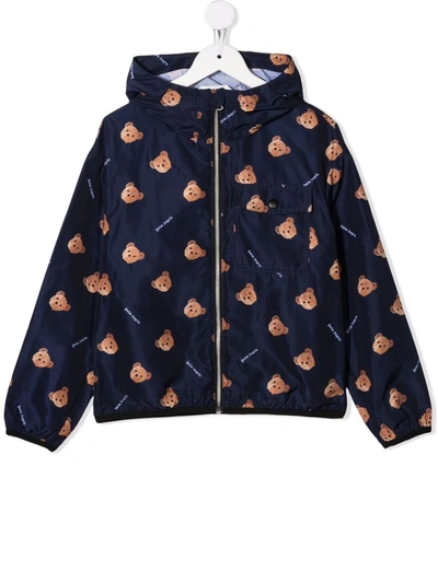 Palm Angels Boys Navy Kids Logo-print Shell Windbreaker Jacket 6-12 Years 12 Years In Blue