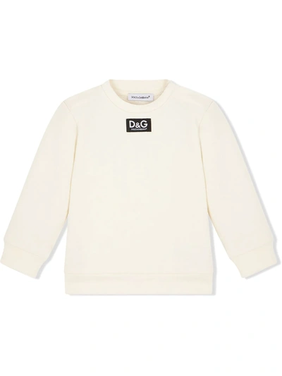 Dolce & Gabbana Babies' Logo-label Cotton Sweatshirt In White