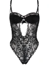 VERSACE LACE-PANEL SWEETHEART-NECK BODY