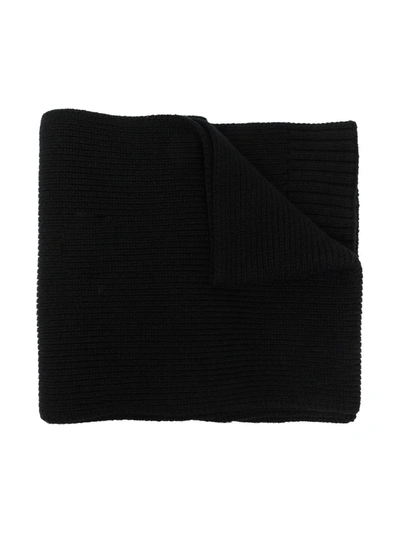 Stone Island Junior Kids' Logo Patch Knit Scarf In Black