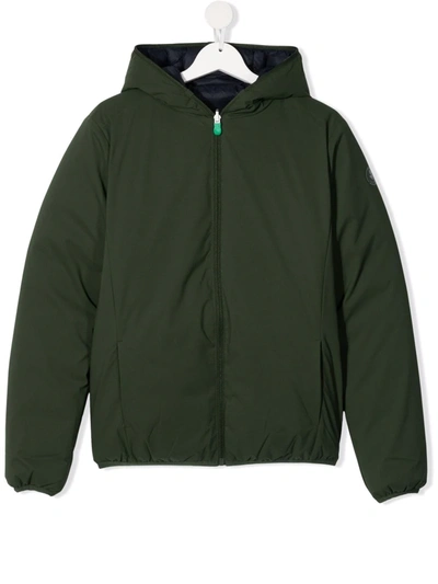 Save The Duck Teen Reversible Padded Jacket In Green