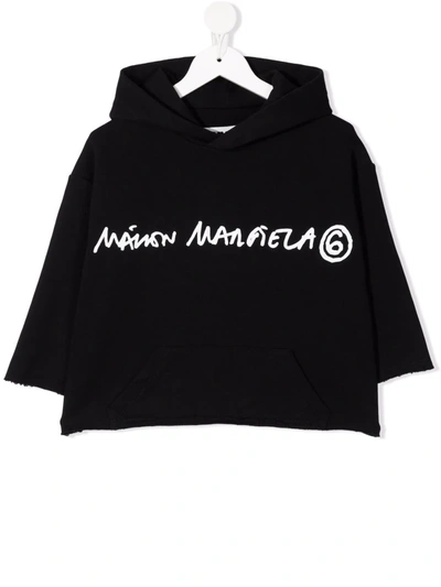 Mm6 Maison Margiela Teen Logo-print Cotton Hoodie In Black