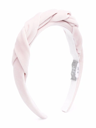 Il Gufo Kids' Velvet-effect Twist-detail Headband In Pink