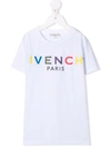 Givenchy White Cotton T-shirt With Multicolor Logo Print In White