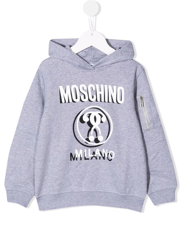 Moschino Kids asymmetric logo-print hoodie - Black