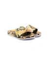 Versace Baroque-print Slides In Gold
