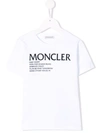 Moncler Kids' Logo Print Cotton Jersey T-shirt In 화이트