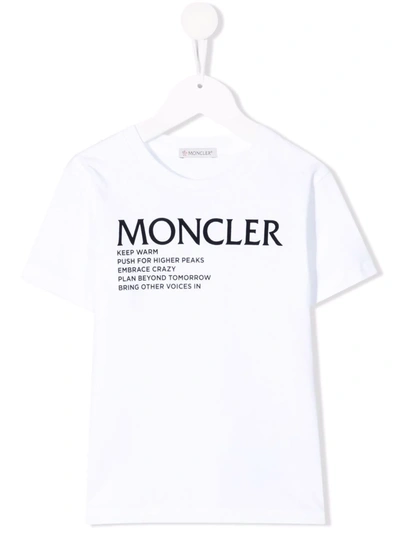 Moncler Kids' Logo Print Cotton Jersey T-shirt In 화이트
