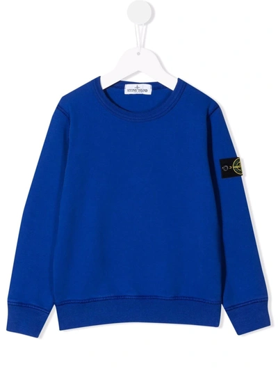 Stone Island Junior Kids' Logo-patch Cotton Sweatshirt In Blue