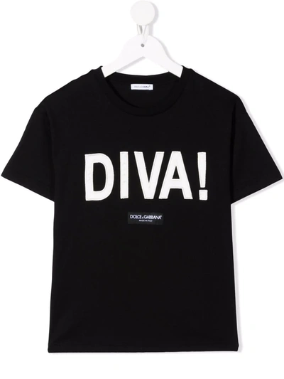 Dolce & Gabbana Kids' Diva-embroidered Cotton Sweatshirt In Black