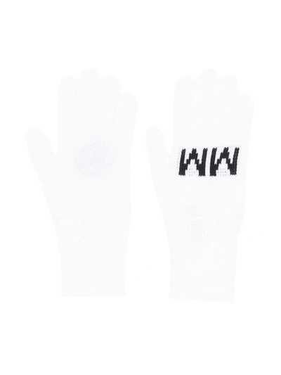 Mm6 Maison Margiela Kids' Intarsia-knit Wool-blend Gloves In White