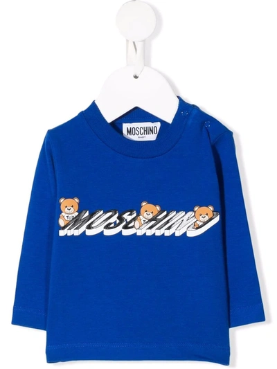 Moschino Babies' Logo-print Cotton Sweatshirt In Blue