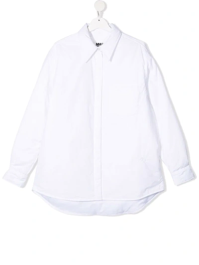 Mm6 Maison Margiela Teen Pointed-collar Cotton Shirt In White