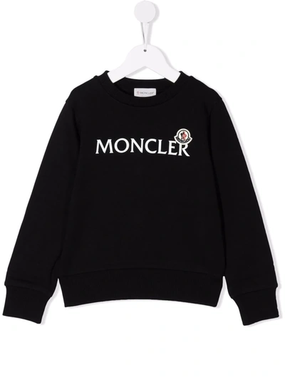 Moncler Kids' Logo-print Cotton Sweatshirt In Black