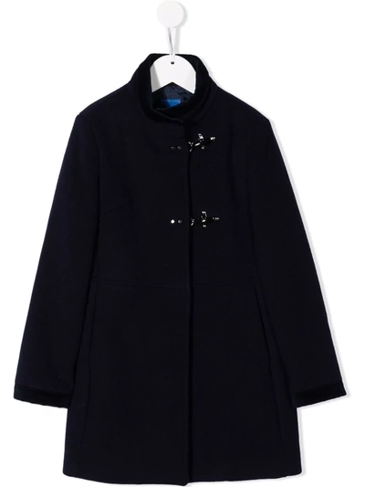 Fay Teen High-neck Wool-blend Duffle Coat In Black