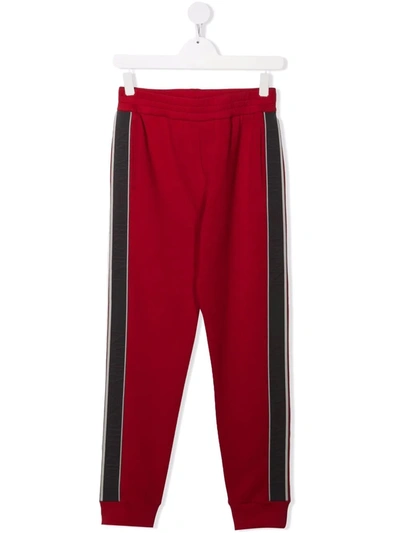 Emporio Armani Logo-tape Cotton Track Trousers In Red