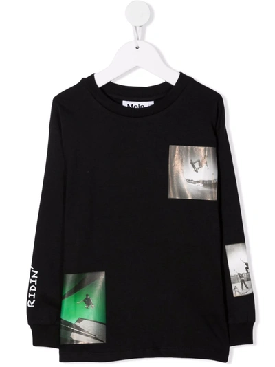 Molo Kids' Photographic-print Organic-cotton T-shirt In Black