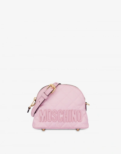 Moschino Quilted Nylon Shoulder Bag In Pink