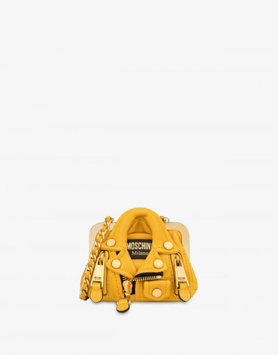 Moschino Calfskin Micro Bag In Yellow