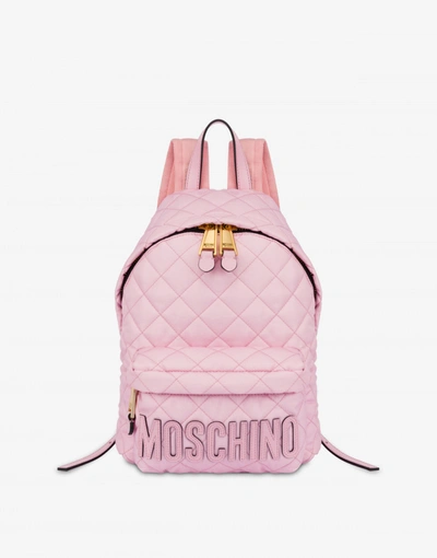 Moschino Quilted Nylon Backpack In Pink
