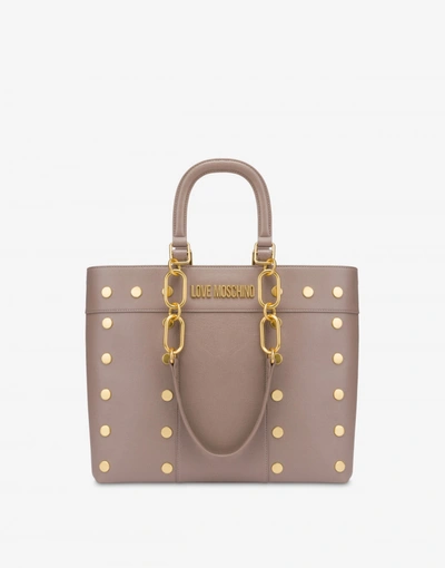 Love Moschino Studded Top Handle Chain Tote In Black