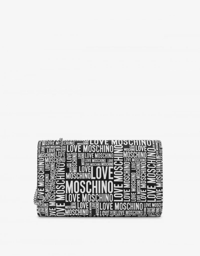 Love Moschino Allover Logo Clutch In Black