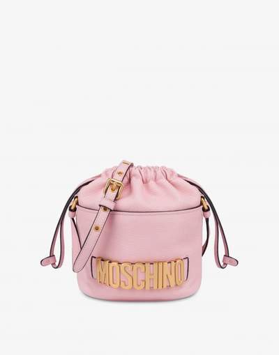 Moschino Lettering Logo Bucket Bag In Pastel Pink