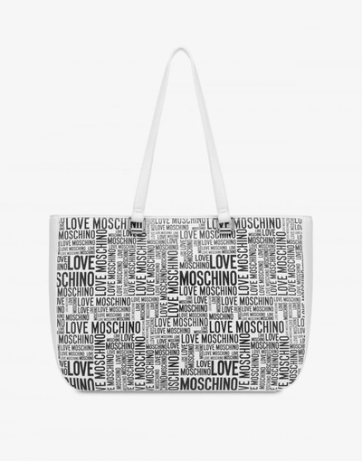 Love Moschino Allover Logo Shopper In White