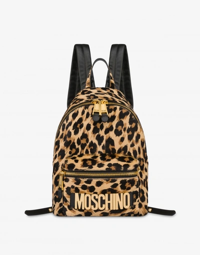 Moschino Leopard Pony Skin Backpack In Beige