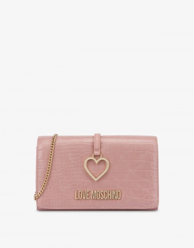 Love Moschino Heart Logo Crossbody Bag In Powder Pink