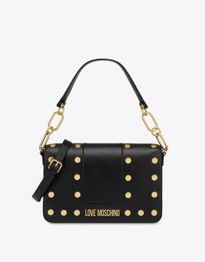 Love Moschino Gold Studs Shoulder Bag In Black
