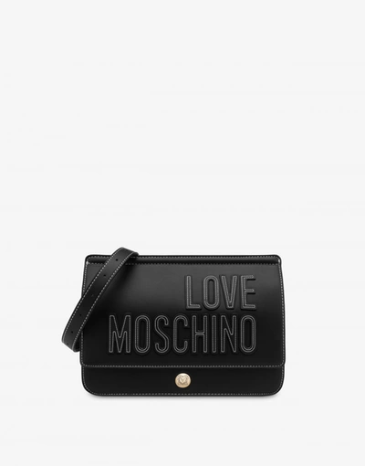 Love Moschino Logo-embroidered Shoulder Bag In Black