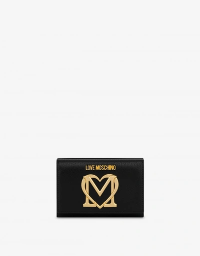 Love Moschino Gold Metal Logo Wallet In Black
