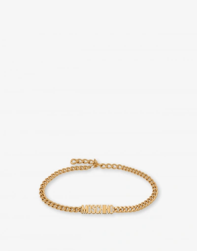 Moschino Lettering Logo Chain Belt In Gold