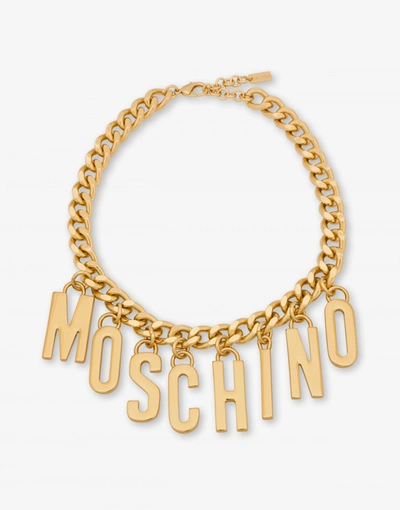 Moschino Lettering Charm Choker In Gold