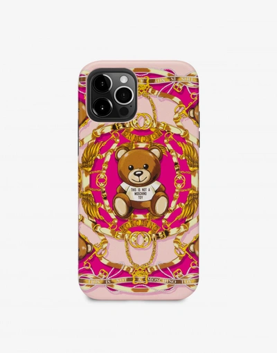 Moschino Iphone 12 Pro Max Allover Teddy Scarf Cover In Pink