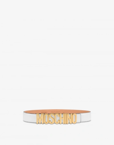 Moschino Italia Metallic Letter Belt In White