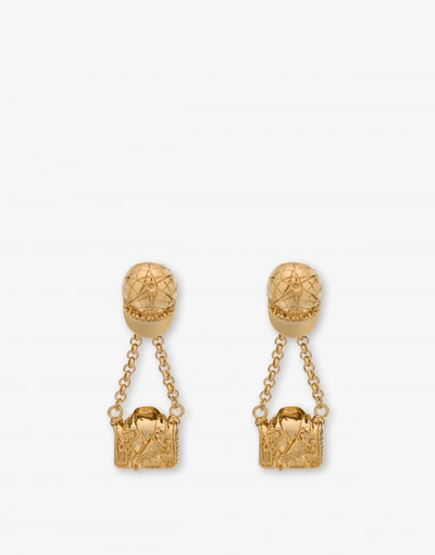 Moschino Biker Bag Clip Earrings In Gold