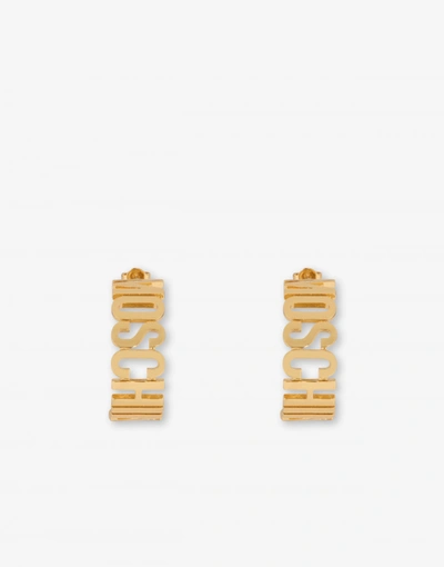 Moschino Logo Lettering Hoop Earrings In Gold
