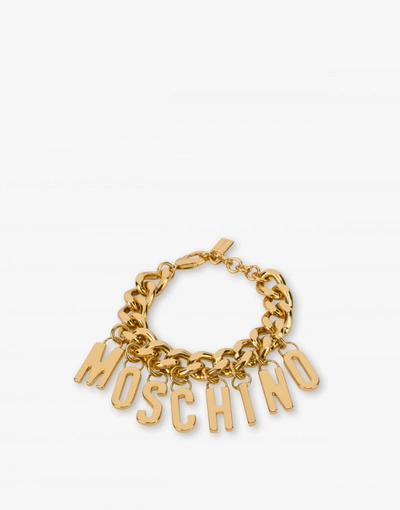 Moschino Logo-lettering Chain-link Bracelet In Gold