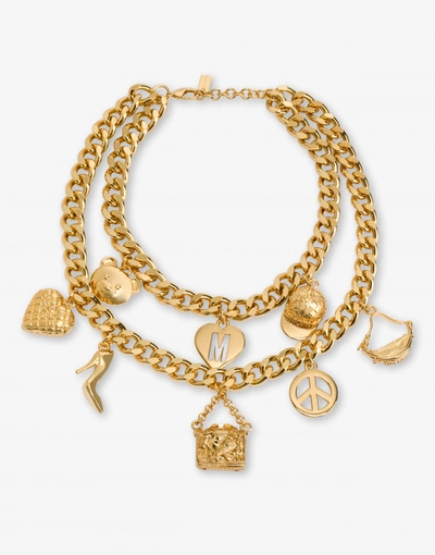 Moschino Charm-detail Chain-link Necklace In Gold