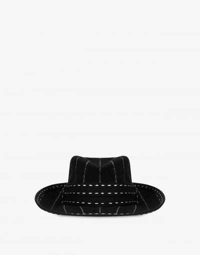 MOSCHINO PINSTRIPE WOOL BLEND HAT