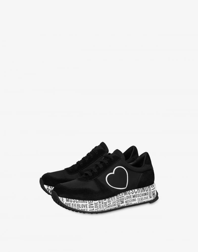 Love Moschino Logo Sole Running Sneakers In Black