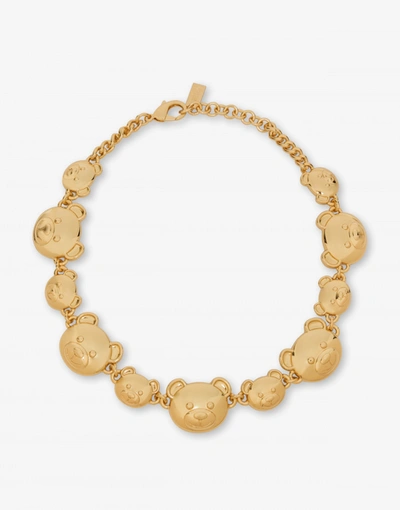 Moschino Teddy Bear Choker Necklace. In Gold